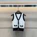 25 Early Autumn New Style Elegant Color Block V Neck Gold Button Versatile Knitted Vest For Women_ecoleips.com