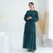 Women's Clothing Modest Abaya Dress Timeless Elegance Long Dress – Modest A-Line Maxi Dress With Scarf (Black, Forest Green, Coffee Brown, Khaki)_ecoleips.com