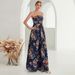 Women's Printed chiffon tube top elegant evening dress prom dress party dress bridesmaid dress autumn and winter _ecoleips.com