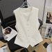Women's Clothing fashion waist short vest jacket in summer high-end temperament V-neck white suit vest_ecoleips.com