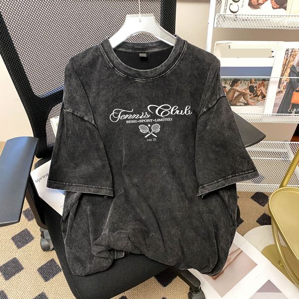 Women's Clothing Fashion Chic Niche Prints Cotton Short Sleeved T Shirt All Match Casual Tops_ecoleips.com