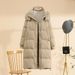 Women's Long Down Jacket With White Duck Feather, Oversized Loose Fit, Knee-Length Warm Winter Coat, Casual & Stylish Outerwear For Daily Wear_ecoleips.com