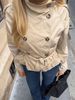 women's clothing elegant doublebreasted belted short trench coat stylish stand collar, slim fit, streetwear fashion (khaki, bury, y green)_ecoleips.com