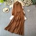 Elegant Women's Two-Piece Set Loose Long Sleeve Blouse High-Waist Slimming Midi Skirt Office Casual Wear 3D Pattern Stretch Comfort_ecoleips.com