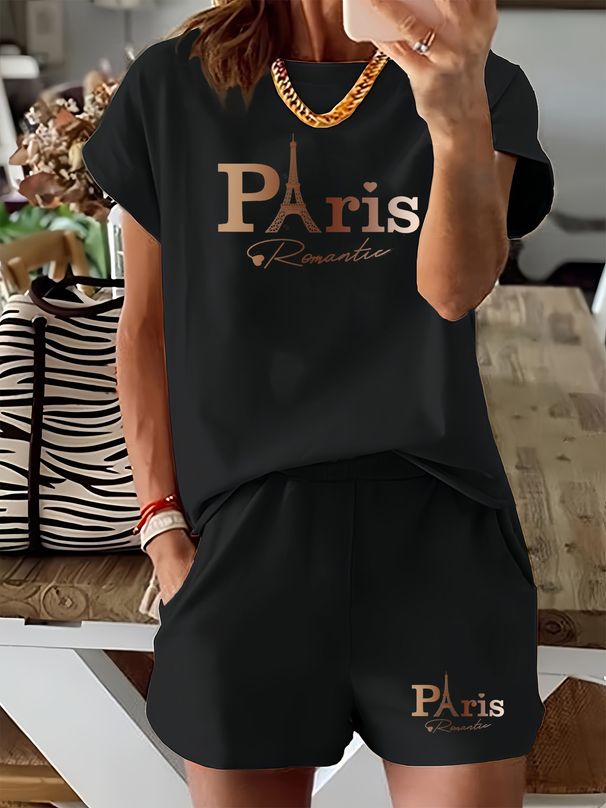 Women’s 2 Piece Outfit Set – Oversized Graphic T-Shirt And Biker Shorts Matching Set, Casual Summer Lounge Tracksuit For Daily Wear-326_ecoleips.com