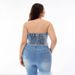 Women's Clothing Plus Size Strapless Denim Top Retro Waist Cinching Fashionable Tank Camis_ecoleips.com