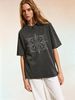 Women's Loose Fit Crew Neck T-Shirt, Vintage Wash Casual Top For Everyday Styling_ecoleips.com