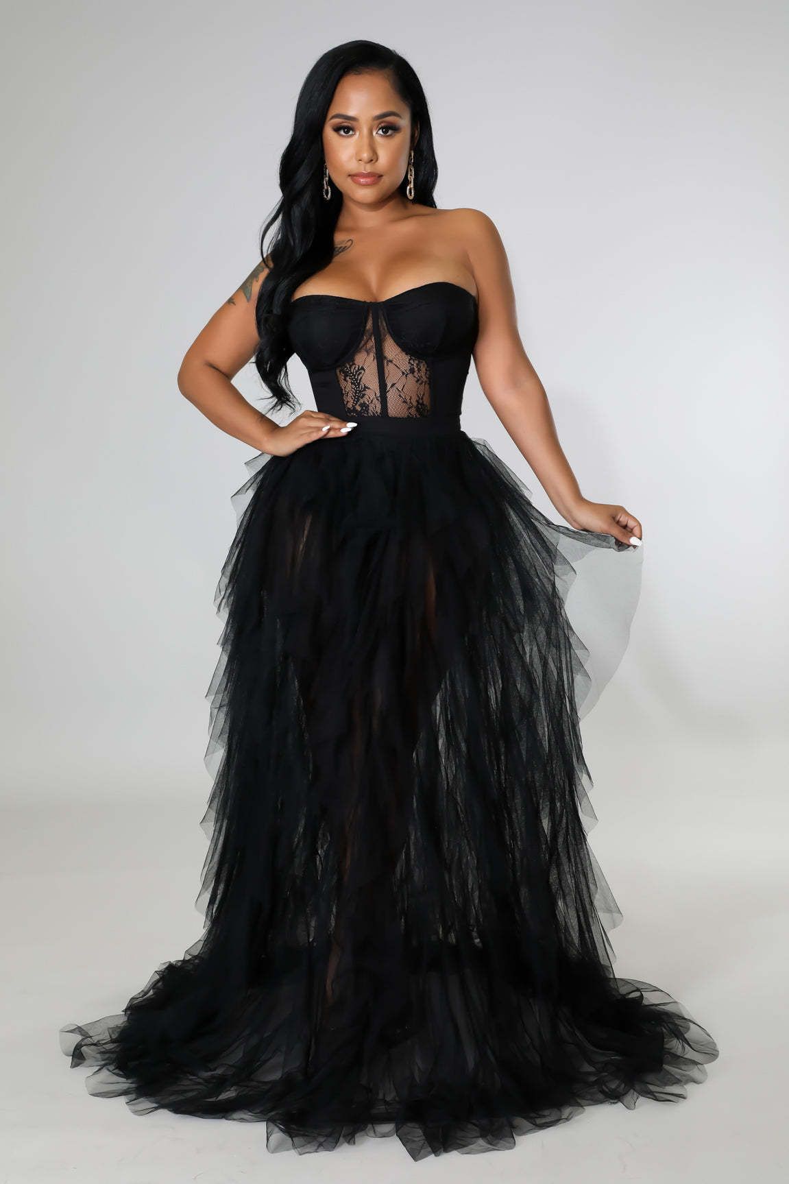 Women's mid-length lace hip-hugging one-neck dress red popular sexy see-through adult evening dress_ecoleips.com