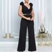 V-Neck Wide Leg Jumpsuit - Sexy High Collar & Sleeveless Design (European & American Style, Solid Color, Comfortable & Chic)_ecoleips.com