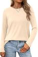 Women's Clothing Oversized Long-Sleeve Round Neck T-Shirt – Soft Cotton Blend Casual Top For Fall & Winter_ecoleips.com