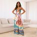 Women's Clothing Waist Tightening Sling Knotted Wide Leg Straight Jumpsuit_ecoleips.com