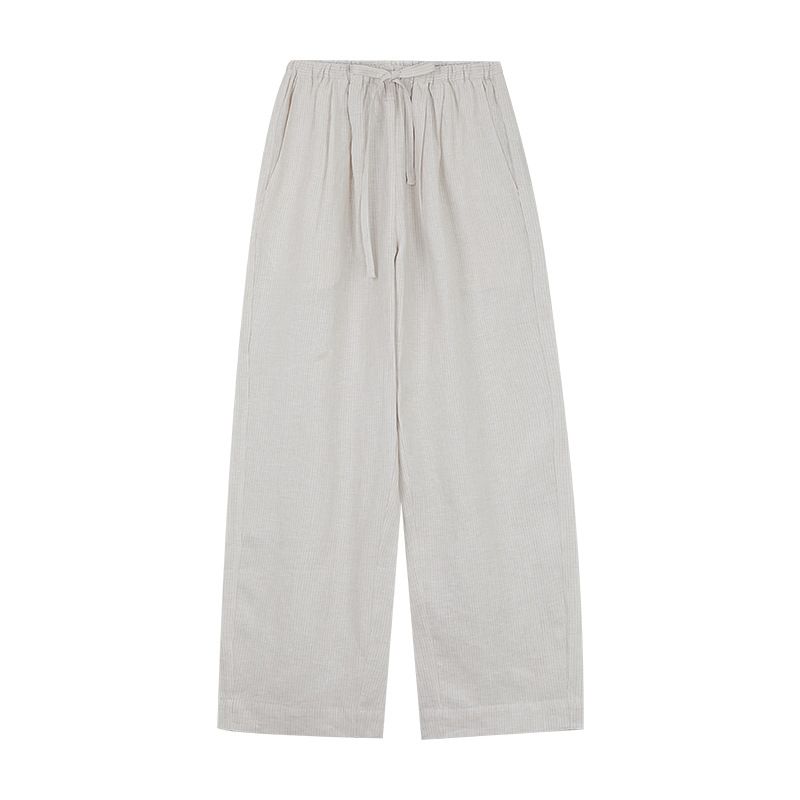 Suitable For All Seasons CLEAN SPACES Casual Breathable Straight Pants For Women 2025 New High Waist Linen Trousers 53978_ecoleips.com