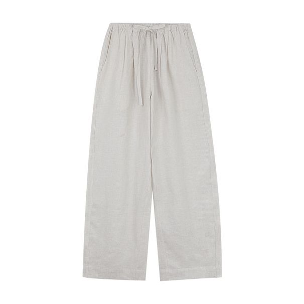 Suitable For All Seasons CLEAN SPACES Casual Breathable Straight Pants For Women 2025 New High Waist Linen Trousers 53978_ecoleips.com