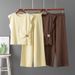 Women's Fashionable Commuter Two Piece Set Sleeveless Knitted Top with Slit And Copper Buttons Wide Leg Pants Summer New Cross Border Wide Leg Pants Set_ecoleips.com