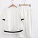 Women's Slimming Two-Piece Suit Pants Set Age Reduction Belly Covering Fashionable Thick Leg Look Summer Clothing For Mothers_ecoleips.com
