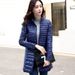 Women's Lightweight Down Jacket With Stand Collar, Slim Fit Mid-Length Coat, Autumn Winter Korean Style, Warm & Stylish_ecoleips.com