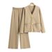 Large Button Knitted Sweater Two Piece Suit For Women Autumn And Winter 2025 New Loose Casual Wide Leg Pants Suit Trend_ecoleips.com