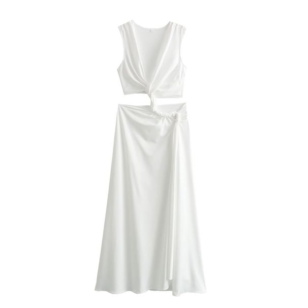 Women's clothing style summer new cross-border women's fashion V-neck sexy hollow slim hip evening dress_ecoleips.com