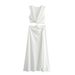 Women's clothing style summer new cross-border women's fashion V-neck sexy hollow slim hip evening dress_ecoleips.com