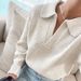 Women's Solid Color Casual Sweater Fashion Versatile Loose Top For Spring/Autumn Comfortable Acrylic Spandex Pullover_ecoleips.com