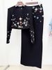 K Two Piece Set Fashion New Heavy Industry Diamond Studded Nail Bead Short Top Slit Long Skirt_ecoleips.com