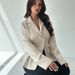 Women's Clothing Elegant Blazer American Style Solid Color Cardigan Long Sleeve Slim Fit Coffee Dark Blue Black_ecoleips.com