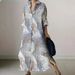 Women's Clothing Design V Neck Long Sleeve Black White Gray A Line Dress European And American Large Size_ecoleips.com