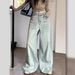 American-style Design Loose Wide-leg Jeans For Women, New Autumn Collection, High-waisted, Slimming, Versatile, Drapey,_ecoleips.com