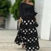 Autumn Elegant Fashion Print Women's Suit Two-piece Casual One-Neck Off-Shoulder Long-Sleeve Solid Color Top Loose Culottes Suit_ecoleips.com