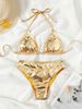 Women's Clothing New Bikini Solid Color Hot Stamping Sexy Split Swimsuit_ecoleips.com