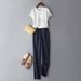 Women's Clothing Fashionable Suits For Women Capable And Slim Short Sleeved T Shirts Drapey Trousers Two Piece Suits For Women_ecoleips.com