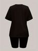 Summer Women's Casual And Fashionable Butterfly Graphic Printed Loose T-shirt Shorts Two-piece Sportswear Suitable For Daily Wear-147_ecoleips.com