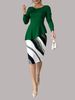 Women's Plus Size Elegant Two Piece Set With Irregular Hem Round Neck Long Sleeve Pullover Top And Slim Fit Skirt_ecoleips.com