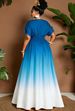 2026 Curvy Gradient Print Maxi Dress, Cold Shoulder V Neck Tie Bow A-Line Slim Waist Long Gown For Summer Beach Music Festival Vacation_ecoleips.com