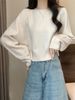 girl Round Neck Soft Sweater For Women Sring Autumn 2025 New Style Lazy Loose Slimming Pullover Long Sleeve Short Knitted_ecoleips.com