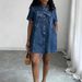 Women's Clothing Sweet Bow Tie Youthful Dress Loose Short Sleeved A Line Skirt For Everyday Vacation Wear_ecoleips.com