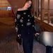 "Festive Off-Shoulder Christmas Sweater - Red Snowflake Knit Pullover For Women (XS-XXL)"_ecoleips.com