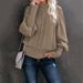 Women's Clothing Mid Neck Sweater Long Sleeved Knit Solid Color Loose Fit Winter Style_ecoleips.com