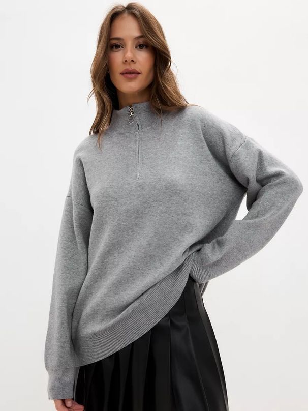 Women's Stylish Zip-Up Knit Sweater Long Sleeve Casual Pullover For Autumn Winter Fashion_ecoleips.com