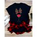 Merry Christmas Tree Santa Claus Simple Base Shirt Trendy Casual Loose Short Sleeve T-Shirt For Women_ecoleips.com