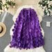 Women's Clothing Three Dimensional Flower Skirt Mid Length Fairy Skirt High Waist Versatile Age Reducing Temperament Mesh Skirt_ecoleips.com