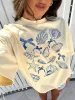 Summer American Retro Y2k Marine Animal Conch Bow Pattern T-shirt Women's Loose Round Neck Street Clothing Half-sleeved Top_ecoleips.com