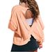 Women's American Style Loose Fitting Long Sleeved Backless Top Youthful Cutout Short round Neck T-Shirt Casual Fashion_ecoleips.com