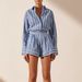 Women's Clothing Pure Cotton Shirt Shorts Two Piece Suit Summer New Striped Shirt Long Sleeved Loose Casual Suit_ecoleips.com