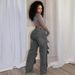 Women's Clothing Women's Straight Jeans Women's Autumn Street Fashion Detachable Button High Waist Pants_ecoleips.com