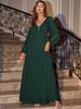 Women's v-neck sexy temperament lantern sleeves sexy backless slit long dress _ecoleips.com