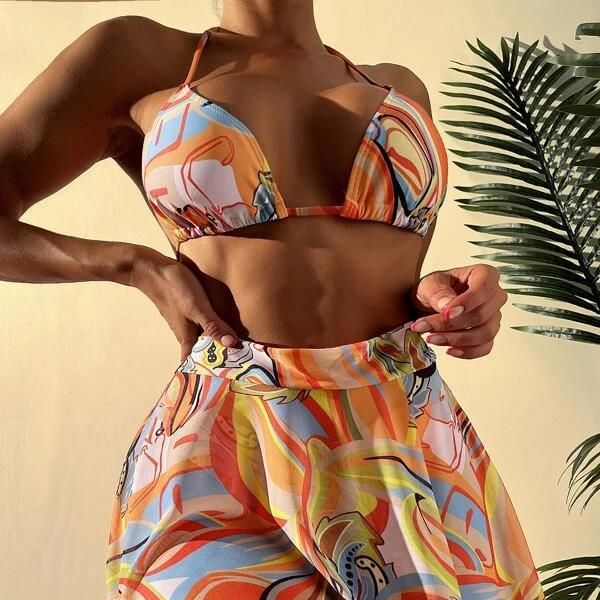 Women's Clothing New Sexy Fashion Bikini Bikini Mesh Skirt Three Piece Women's Swimsuit Suit_ecoleips.com