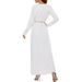 European And American Style Women's Casual Fashion Pullover Dress Simple Solid Color Round Neck Long Sleeverobe_ecoleips.com