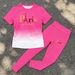 Women's Clothing Summer New Gradient Letter Print Suit Round Neck Short Sleeve T Shirt And Pants Sports Suit Casual Comfortable Fashion_ecoleips.com