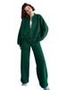 Women’s Color-Block Collared Top & Casual Pants Set – Trendy Sporty Two-Piece Outfit For Fall & Winter_ecoleips.com